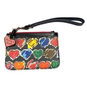 Dooney & Bourke Leather Sweetheart Crayon Hearts Wristlet Valentine Vintage